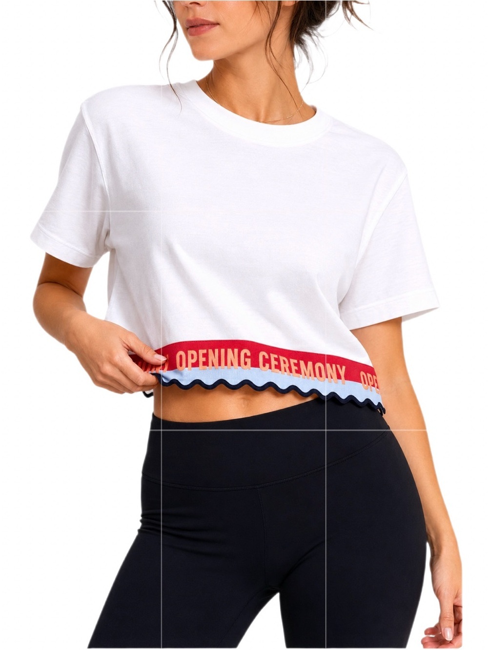 Opening Ceremony Logo Hem Cropped Tee Size L NWT